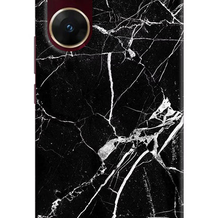 Black Marble Pattern Vivo V29E Hard Case Back Cover by Casekaro