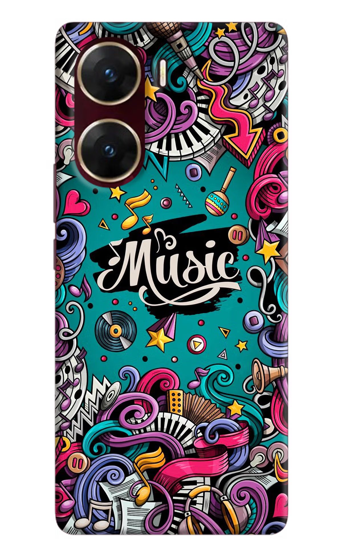 Music Graffiti Vivo V29E Hard Case Back Cover by Casekaro