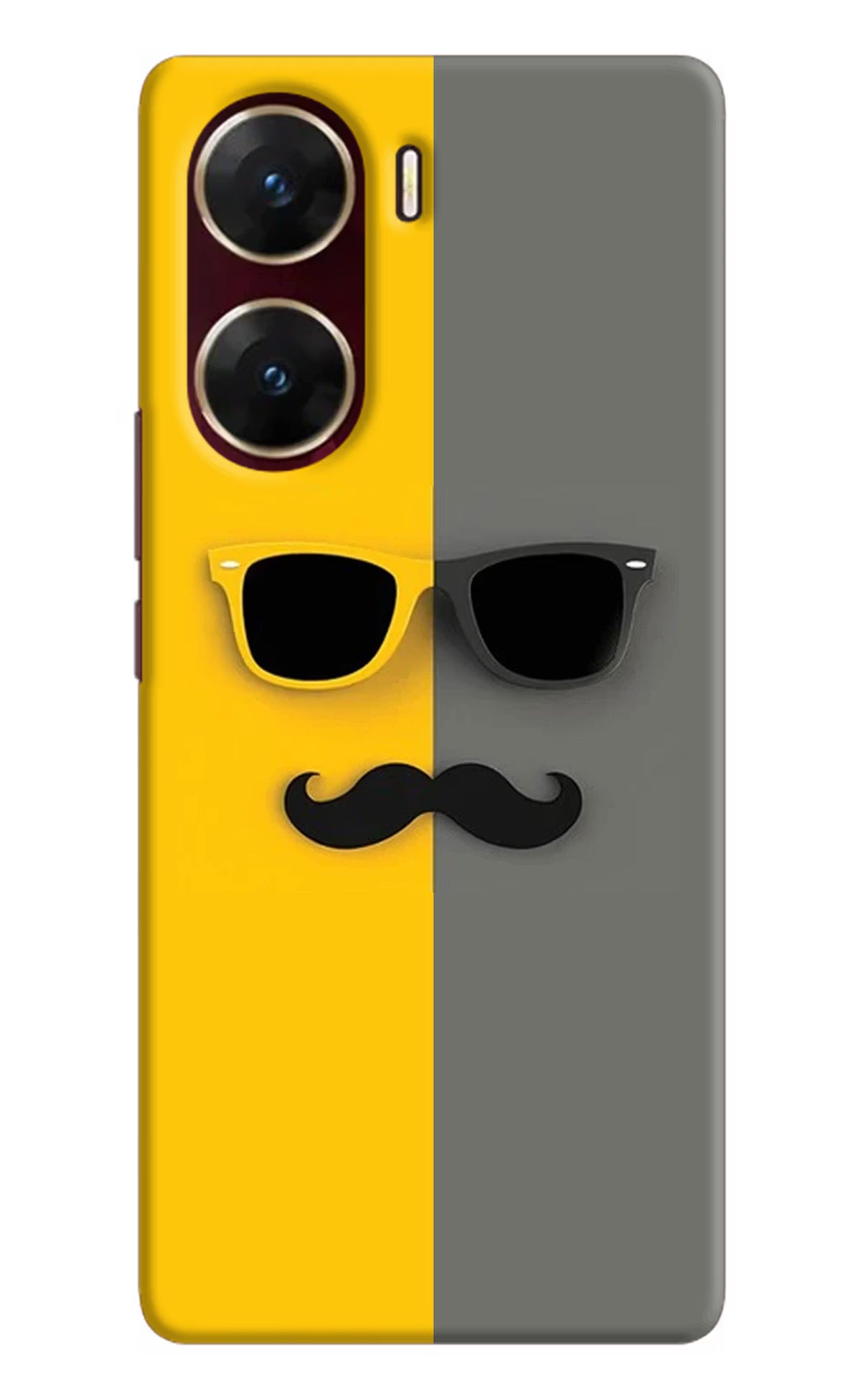 Sunglasses with Mustache Vivo V29E Hard Case Back Cover by Casekaro