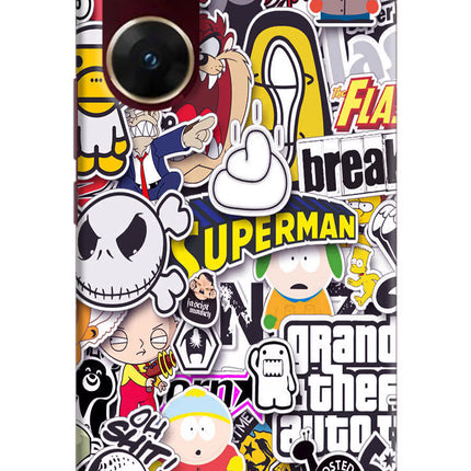 Sticker Bomb Vivo V29E Hard Case Back Cover by Casekaro