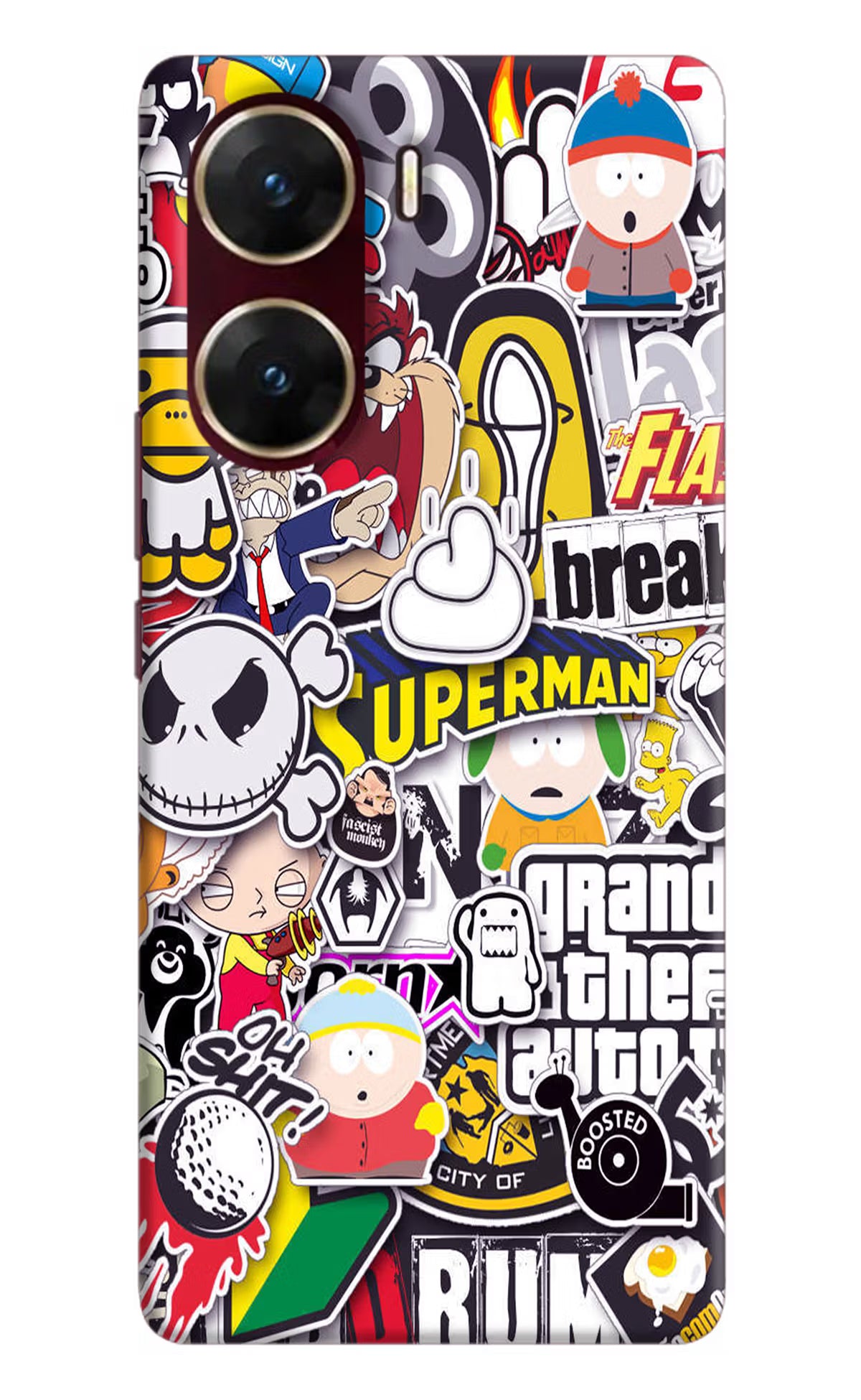 Sticker Bomb Vivo V29E Hard Case Back Cover by Casekaro