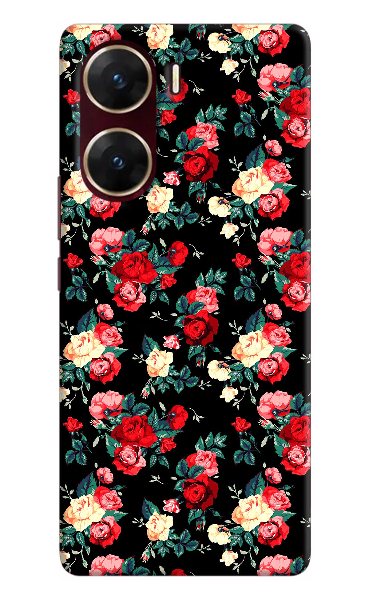 Rose Pattern Vivo V29E Hard Case Back Cover by Casekaro