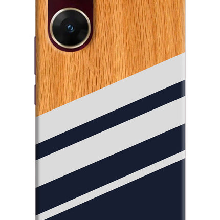 Blue and white wooden Vivo V29E Hard Case Back Cover by Casekaro