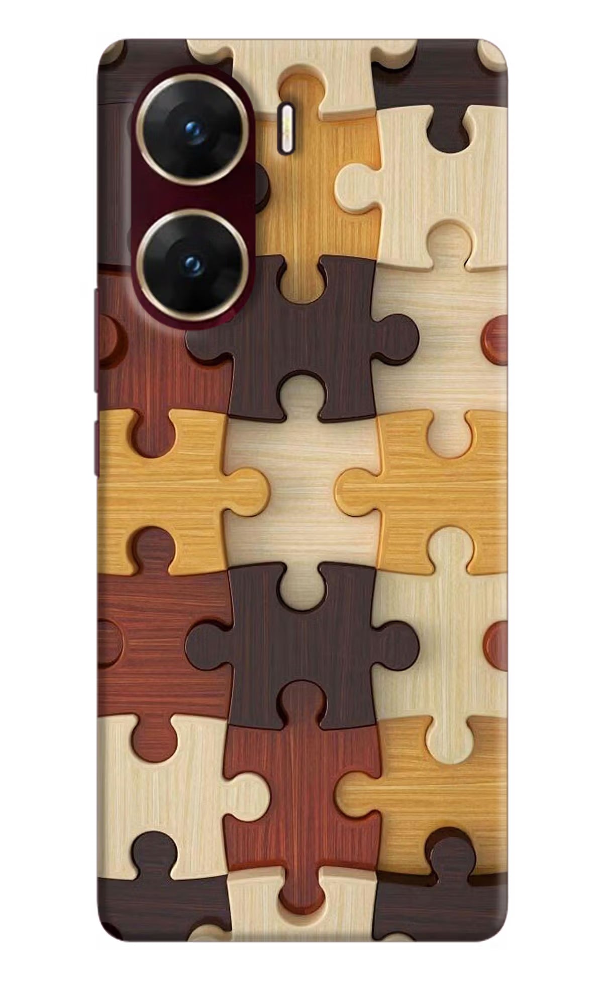 Wooden Puzzle Vivo V29E Hard Case Back Cover by Casekaro