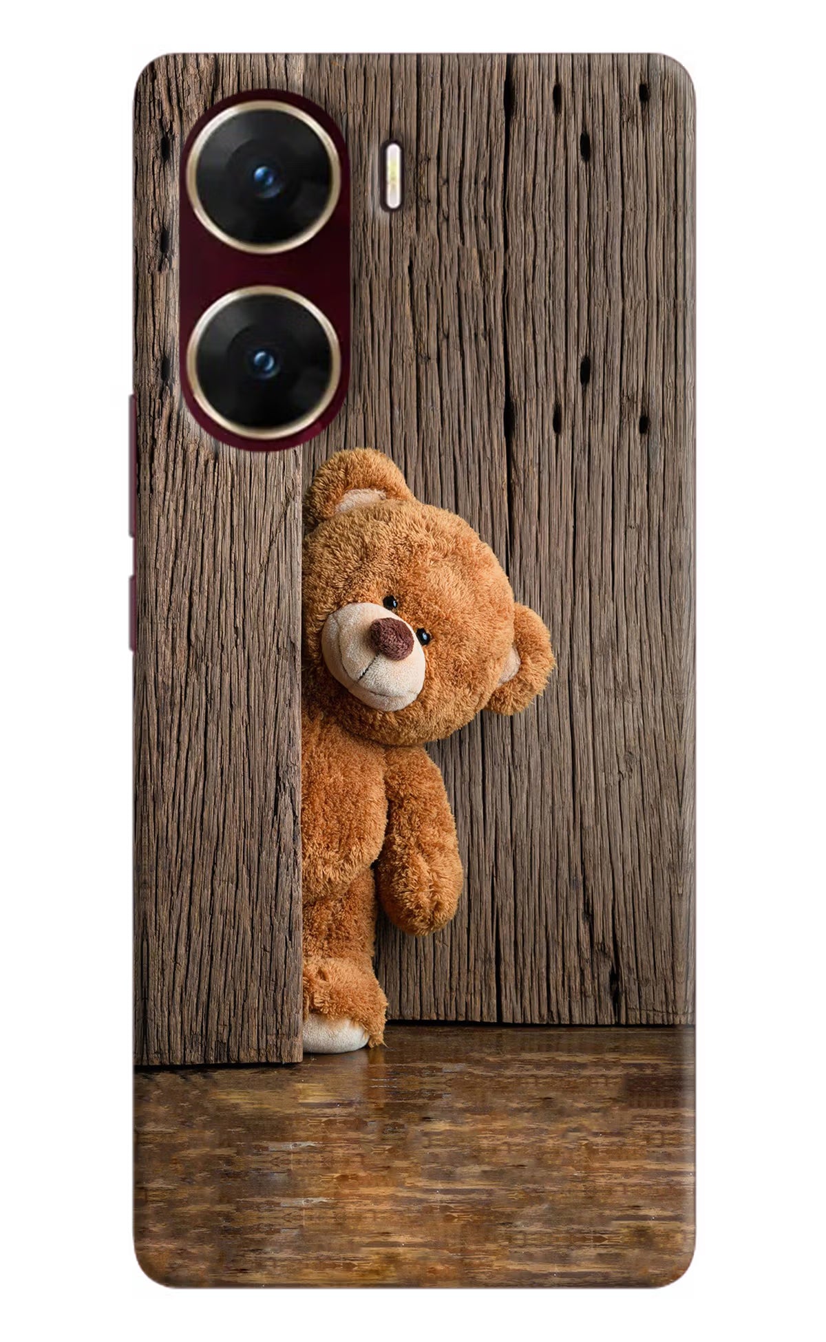 Teddy Wooden Vivo V29E Hard Case Back Cover by Casekaro