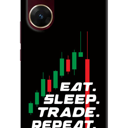 Eat Sleep Trade Repeat Vivo V29E Hard Case Back Cover by Casekaro