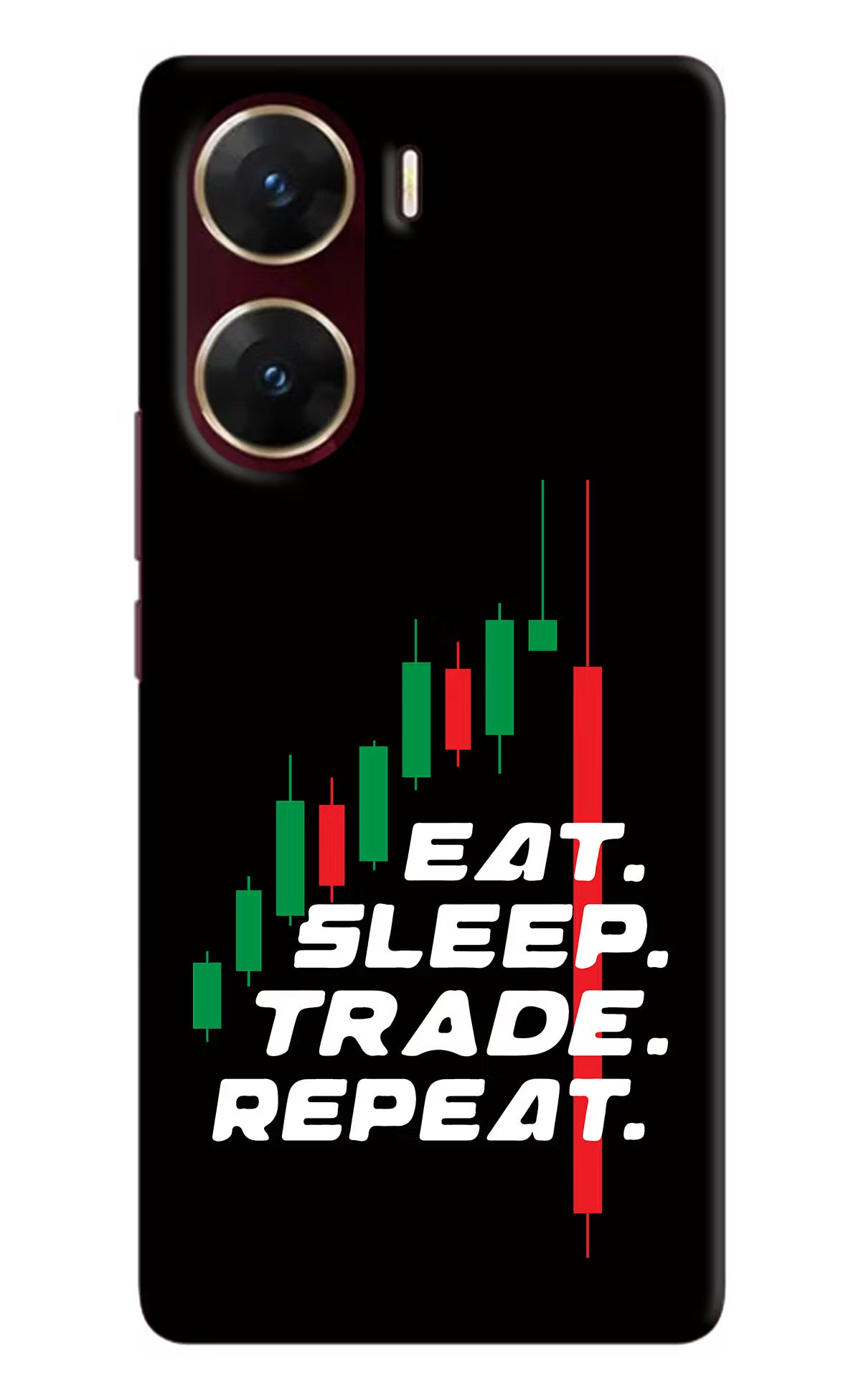 Eat Sleep Trade Repeat Vivo V29E Hard Case Back Cover by Casekaro