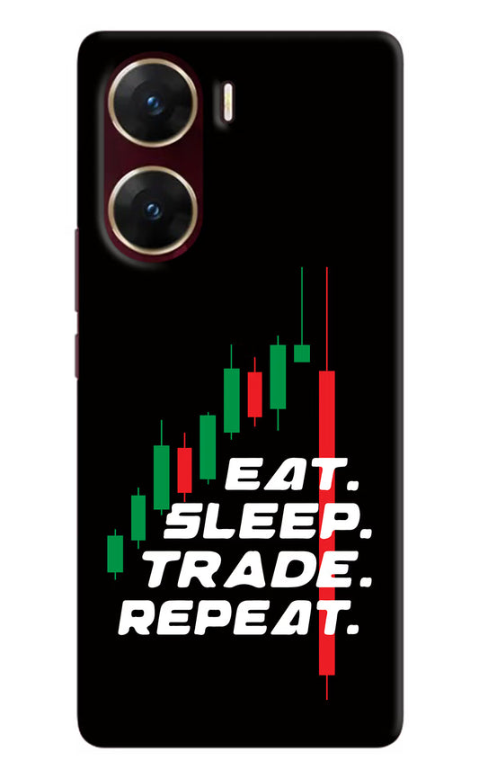 Eat Sleep Trade Repeat Vivo V29E Hard Case Back Cover by Casekaro