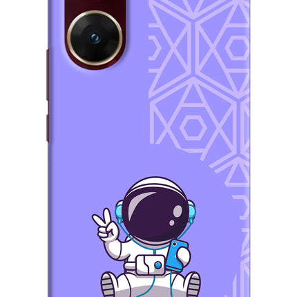 Cute Astronaut Chilling Vivo V29E Hard Case Back Cover by Casekaro