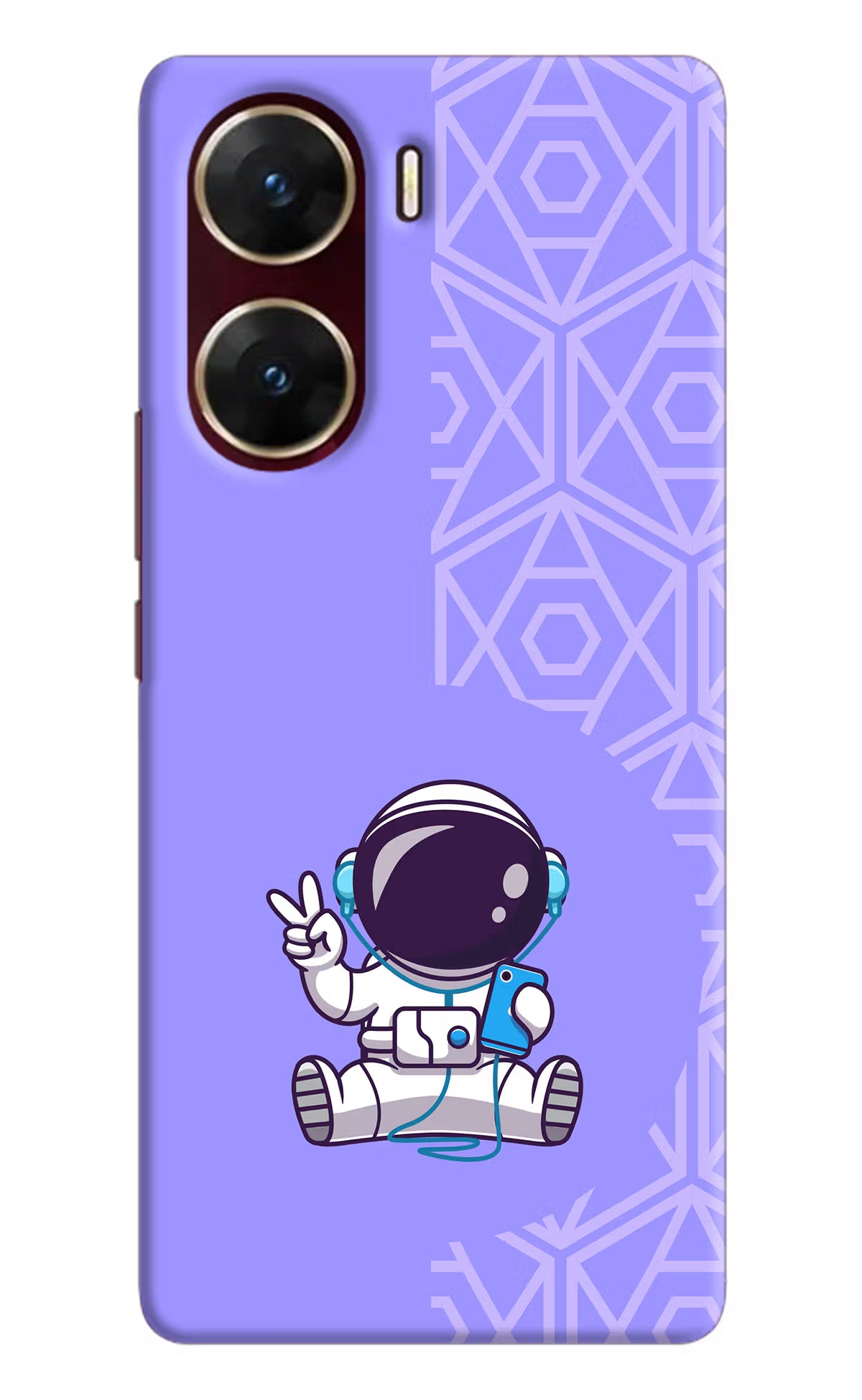 Cute Astronaut Chilling Vivo V29E Hard Case Back Cover by Casekaro