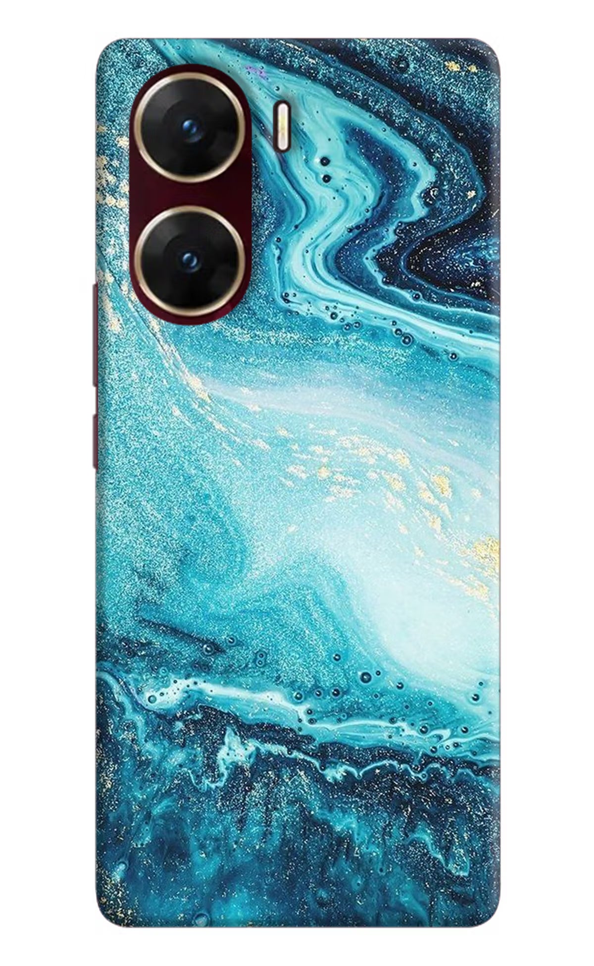 Blue Glitter Marble Vivo V29E Hard Case Back Cover by Casekaro