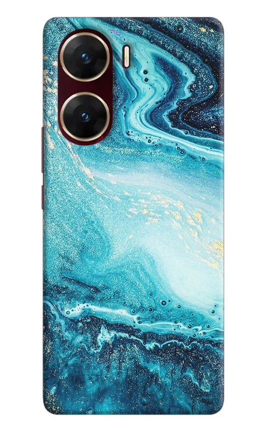 Blue Glitter Marble Vivo V29E Hard Case Back Cover by Casekaro