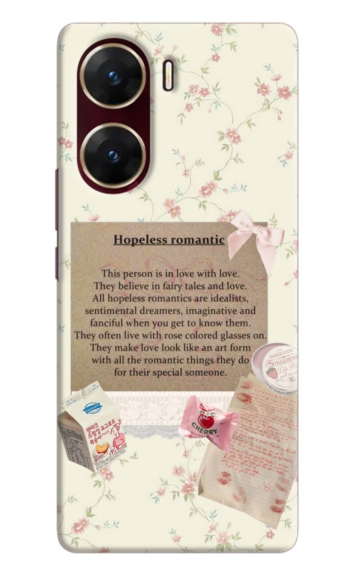 Hopeless Romantic Vivo V29E Hard Case Back Cover by Casekaro