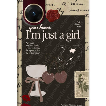 I am just a girl Vivo V29E Hard Case Back Cover by Casekaro