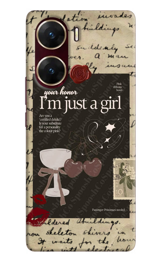 I am just a girl Vivo V29E Hard Case Back Cover by Casekaro