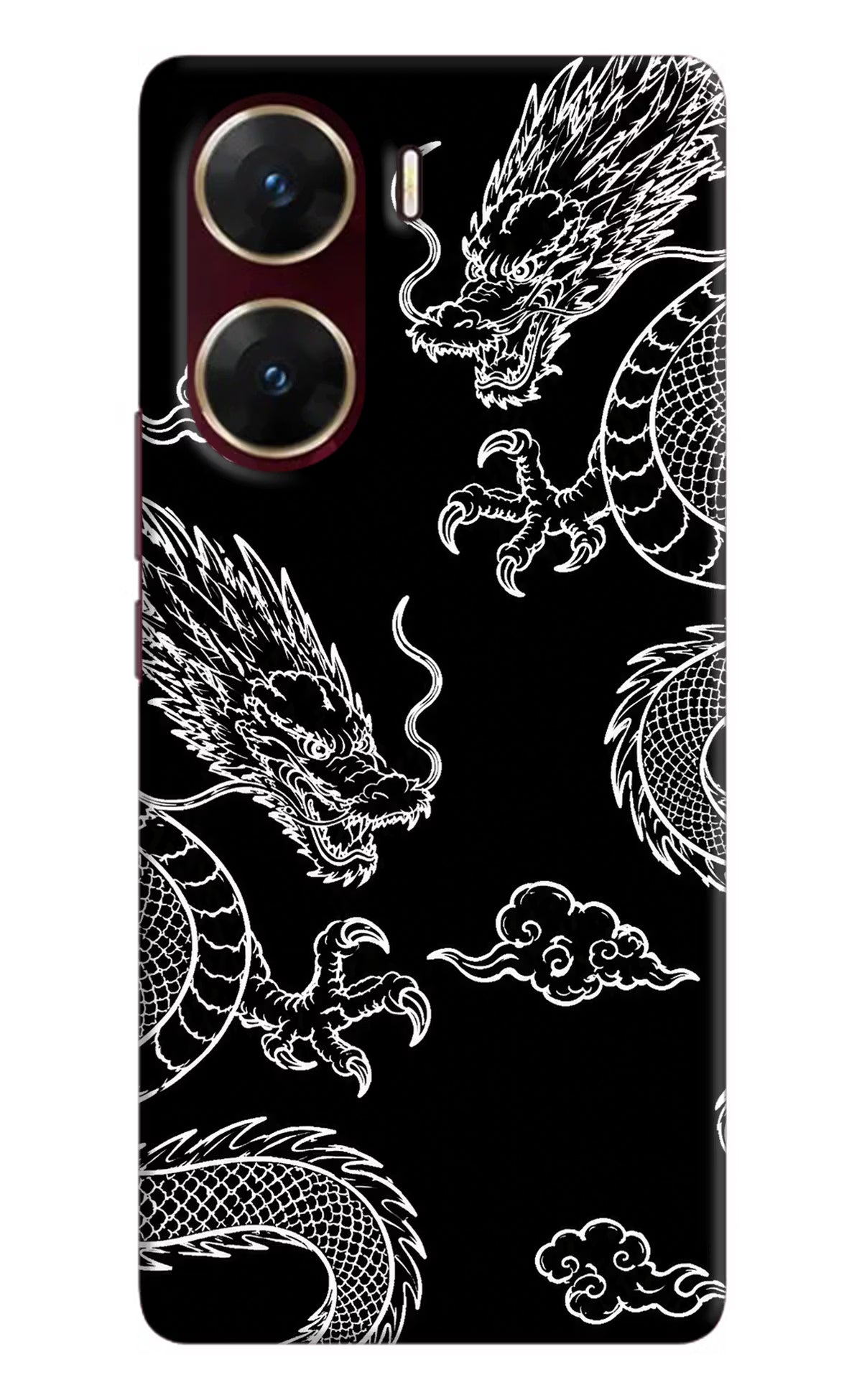 Twin Dragons Vivo V29E Hard Case Back Cover by Casekaro
