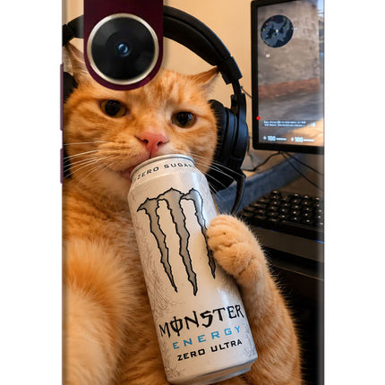 Gamer Cat Energy Vivo V29E Hard Case Back Cover by Casekaro