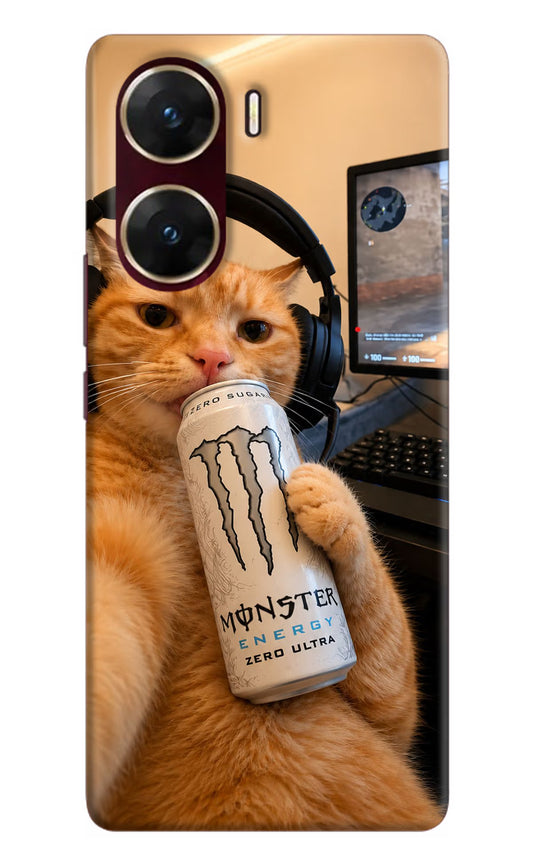Gamer Cat Energy Vivo V29E Hard Case Back Cover by Casekaro