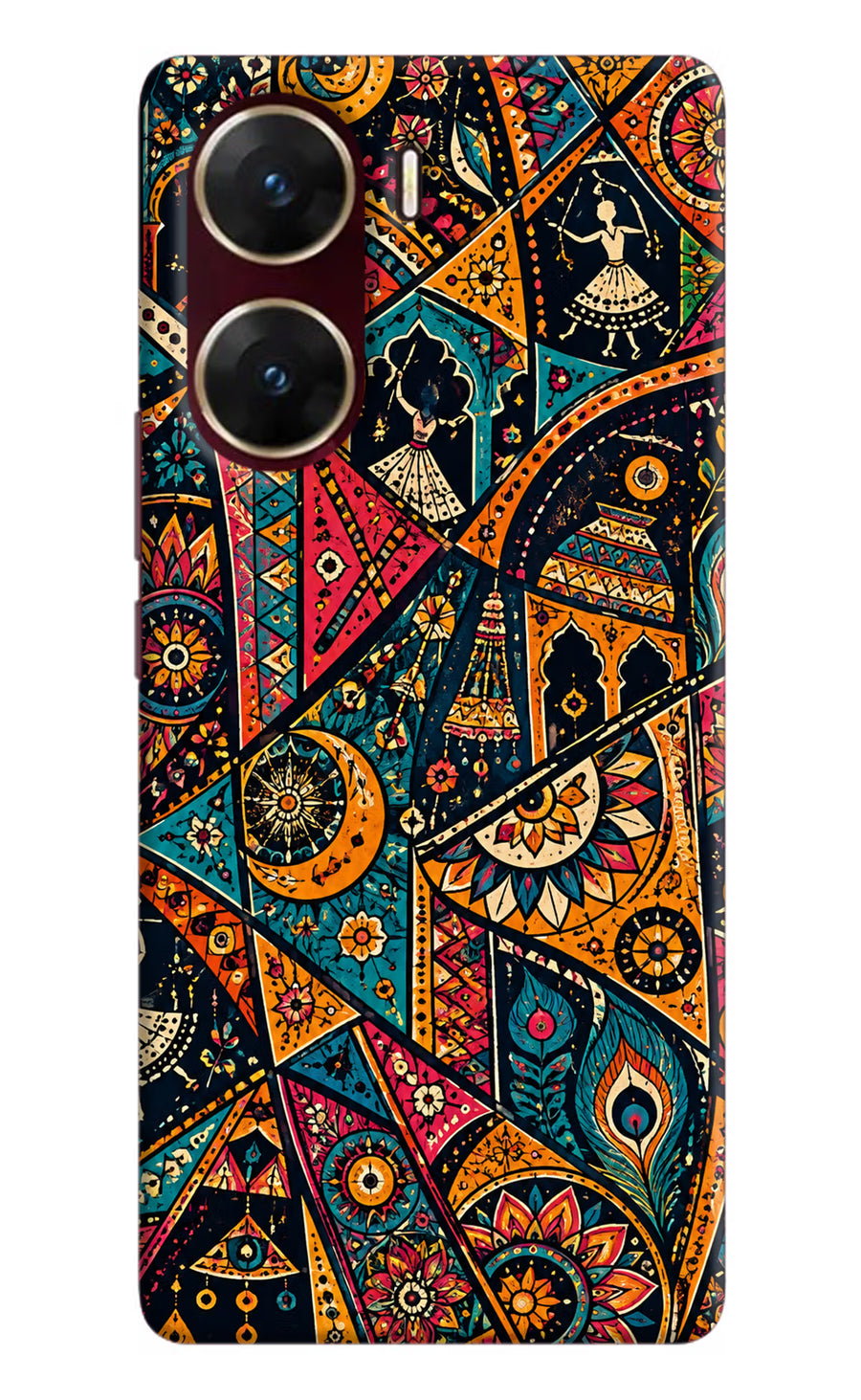 Folk Print Vivo V29E Back Cover, Hard case