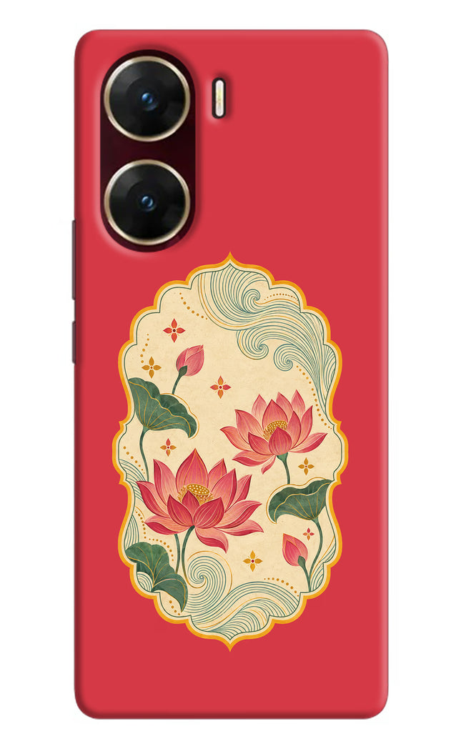 Pink Lotus Vivo V29E Hard Case Back Cover by Casekaro