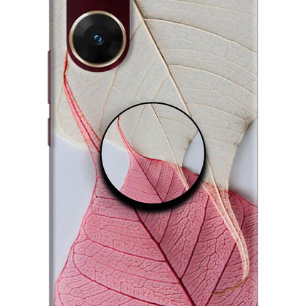 White Pink Leaf Vivo V29E Pop Case by Casekaro