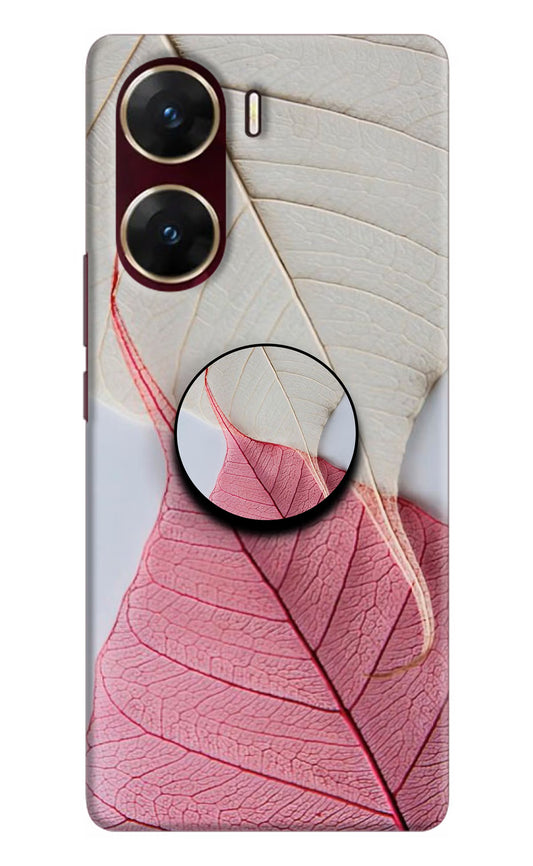 White Pink Leaf Vivo V29E Pop Case by Casekaro