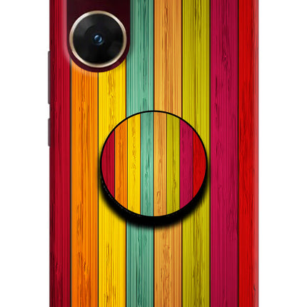 Multicolor Wooden Vivo V29E Pop Case by Casekaro