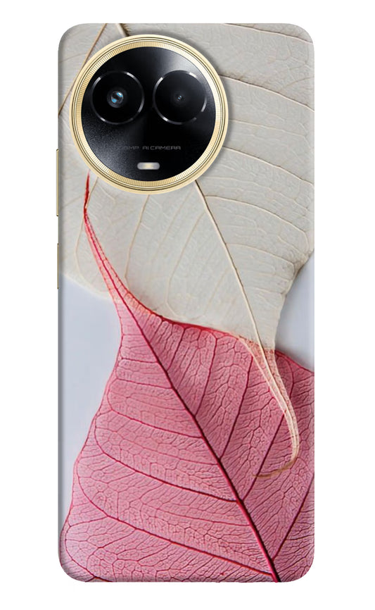 White Pink Leaf Realme 11 5G/11X 5G/C67 Hard Case Back Cover by Casekaro