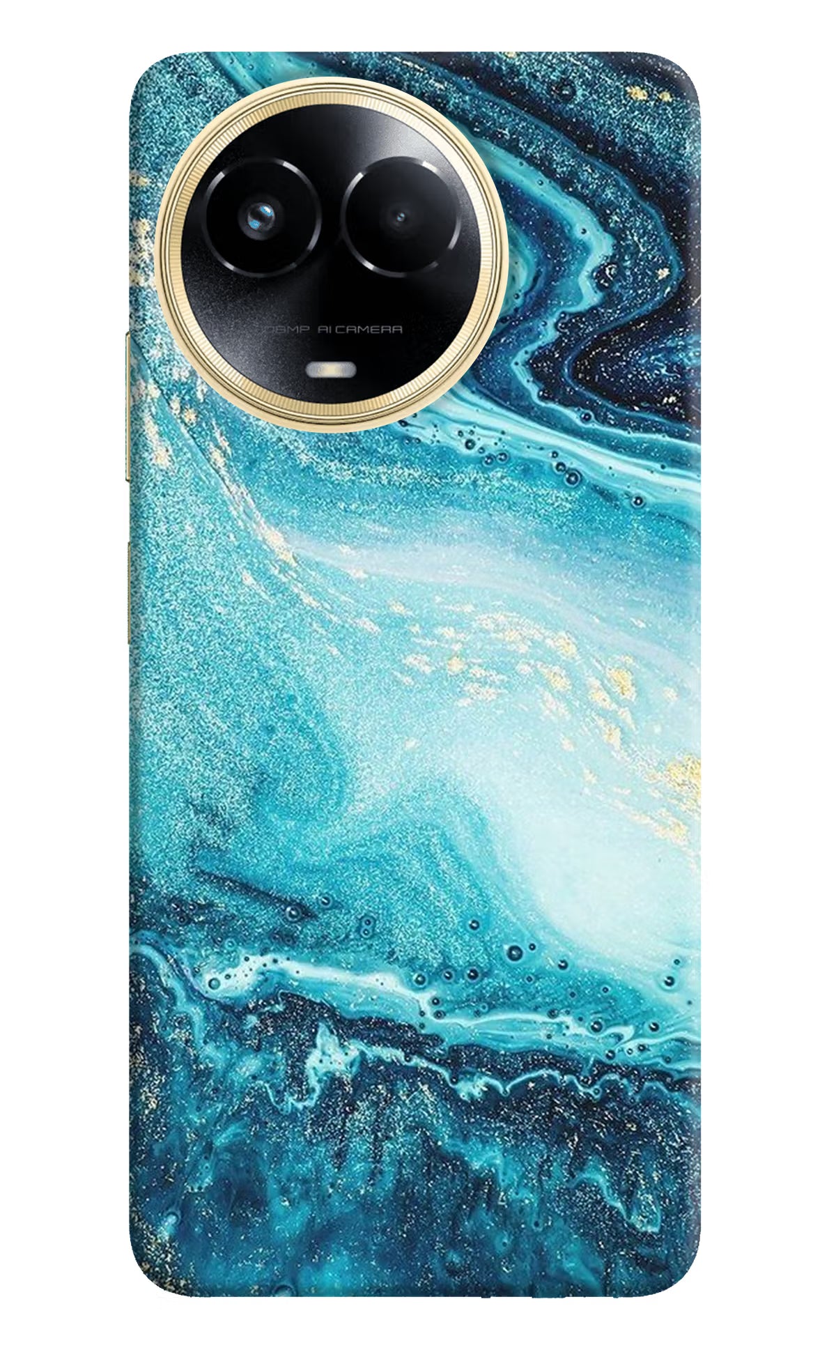 Blue Glitter Marble Realme 11 5G/11X 5G/C67 Hard Case Back Cover by Casekaro