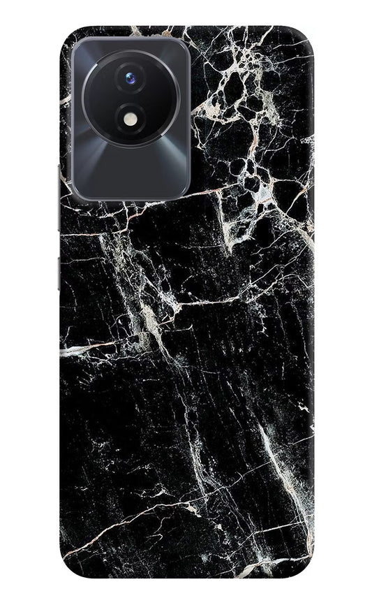 Black Marble Texture Vivo Y02/Y02T Hard Case Back Cover by Casekaro