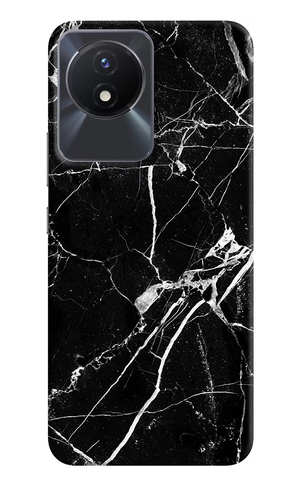 Black Marble Pattern Vivo Y02/Y02T Hard Case Back Cover by Casekaro