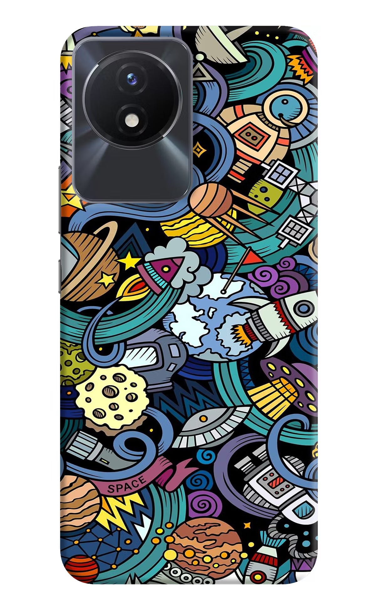 Space Abstract Vivo Y02/Y02T Hard Case Back Cover by Casekaro