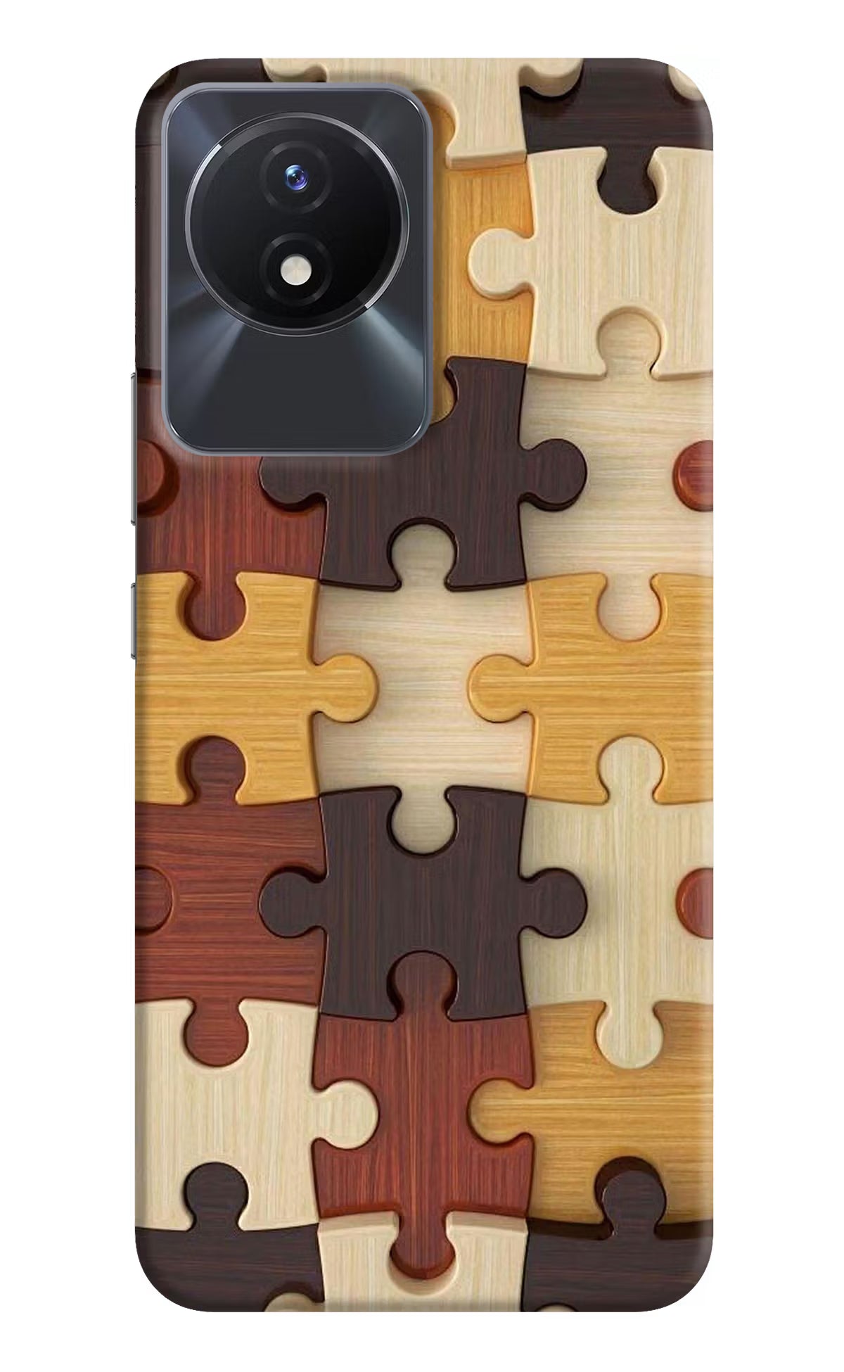 Wooden Puzzle Vivo Y02/Y02T Hard Case Back Cover by Casekaro