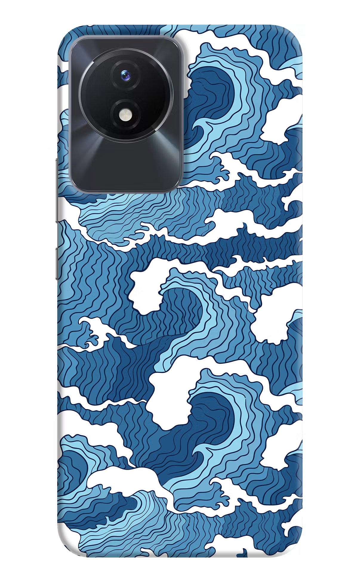 Blue Waves Vivo Y02/Y02T Hard Case Back Cover by Casekaro