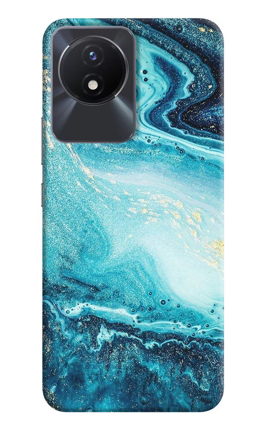Blue Glitter Marble Vivo Y02/Y02T Hard Case Back Cover by Casekaro