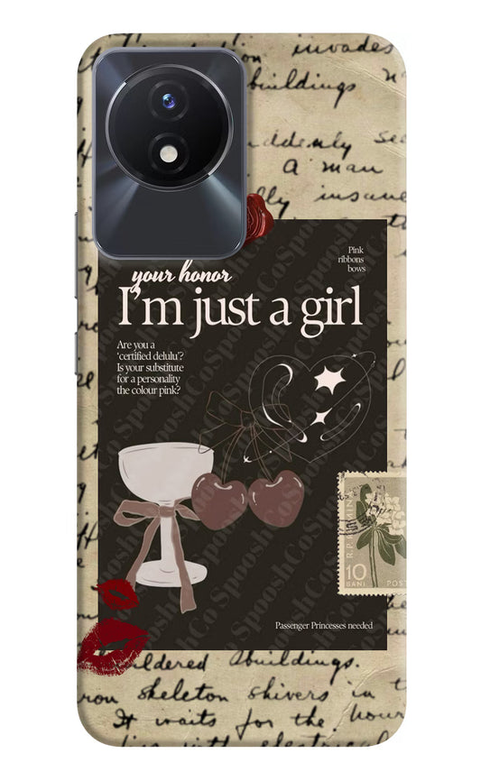 I am just a girl Vivo Y02/Y02T Hard Case Back Cover by Casekaro