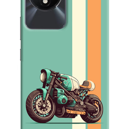 Striped Moto Drift Vivo Y02/Y02T Hard Case Back Cover by Casekaro