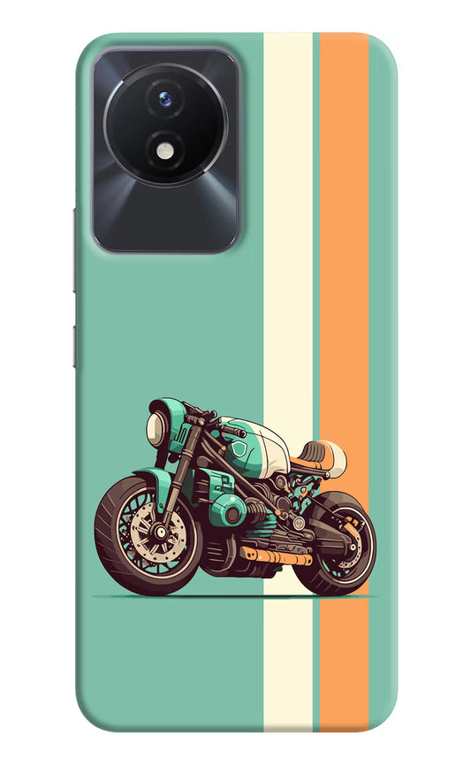 Striped Moto Drift Vivo Y02/Y02T Hard Case Back Cover by Casekaro