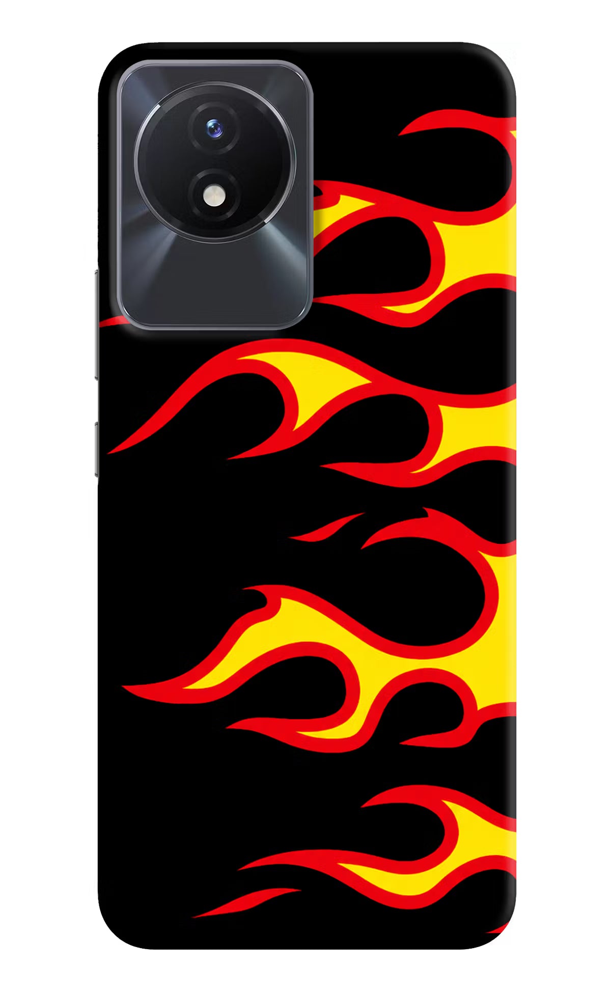 Side Sweep Flames Vivo Y02/Y02T Hard Case Back Cover by Casekaro