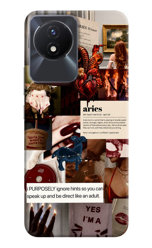Zodiac Aries Vivo Y02/Y02T Hard Case Back Cover by Casekaro