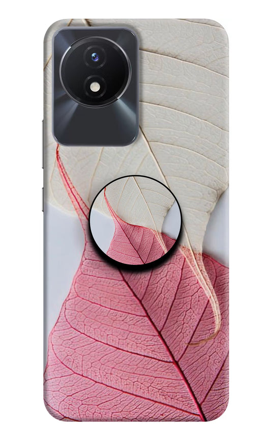 White Pink Leaf Vivo Y02/Y02T Pop Case by Casekaro