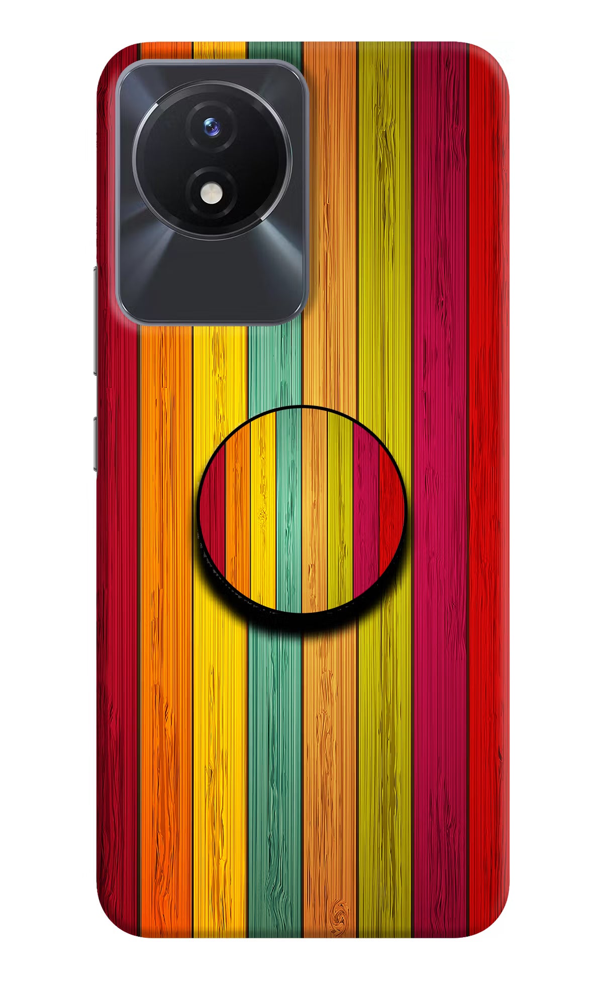Multicolor Wooden Vivo Y02/Y02T Pop Case by Casekaro
