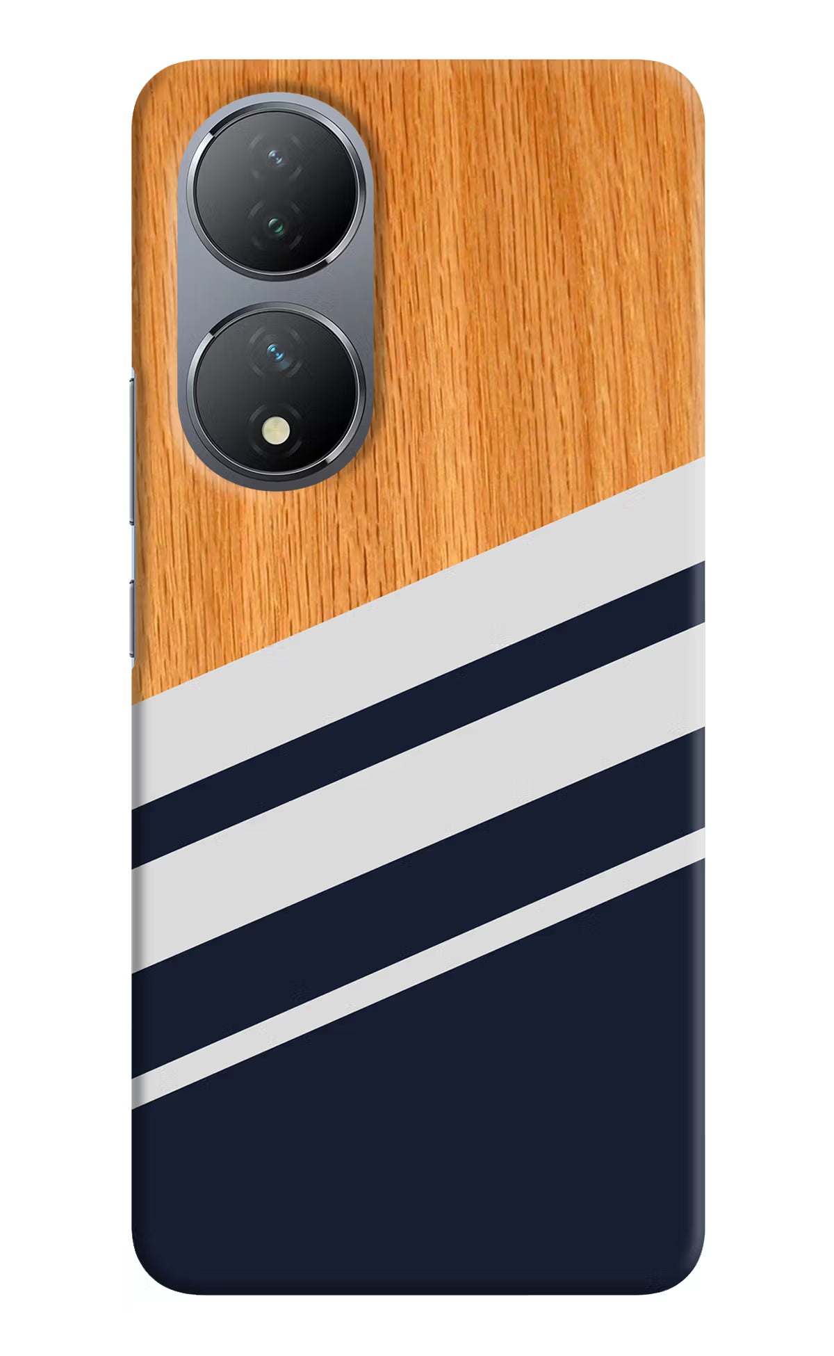 Blue and white wooden Vivo Y100 Hard Case Back Cover by Casekaro