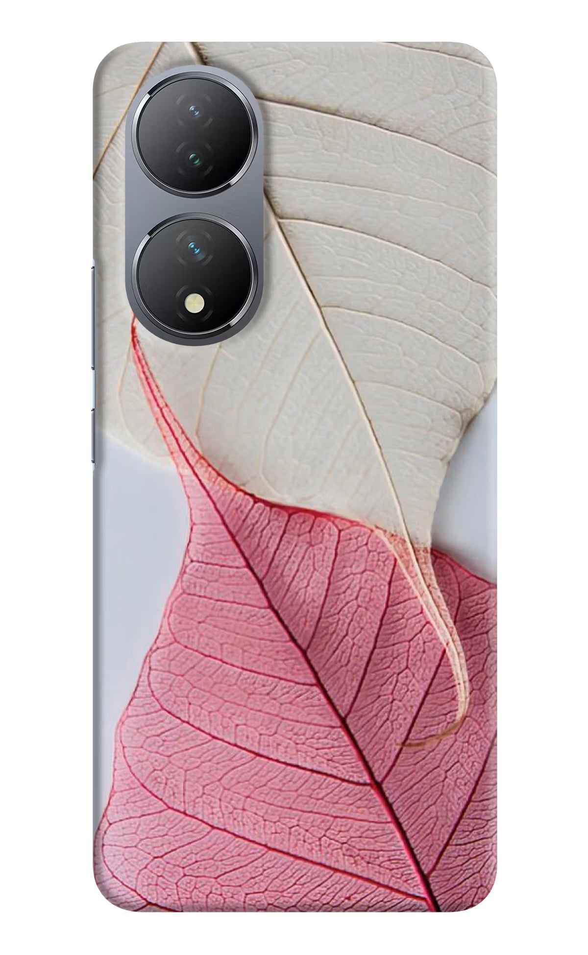 White Pink Leaf Vivo Y100 Hard Case Back Cover by Casekaro