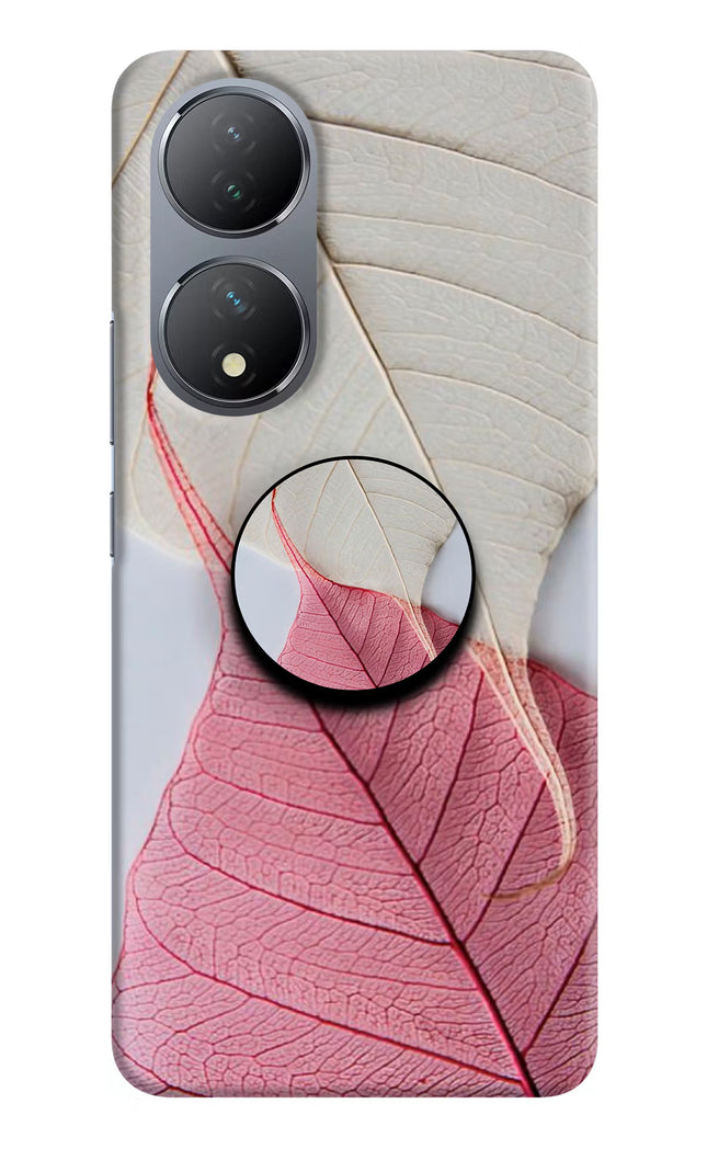 White Pink Leaf Vivo Y100 Pop Case by Casekaro