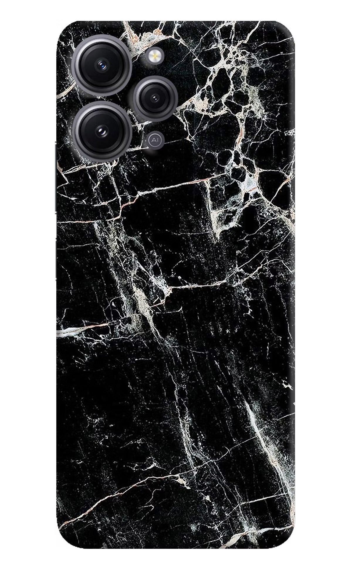 Black Marble Texture Redmi 12 4G Hard Case Back Cover by Casekaro