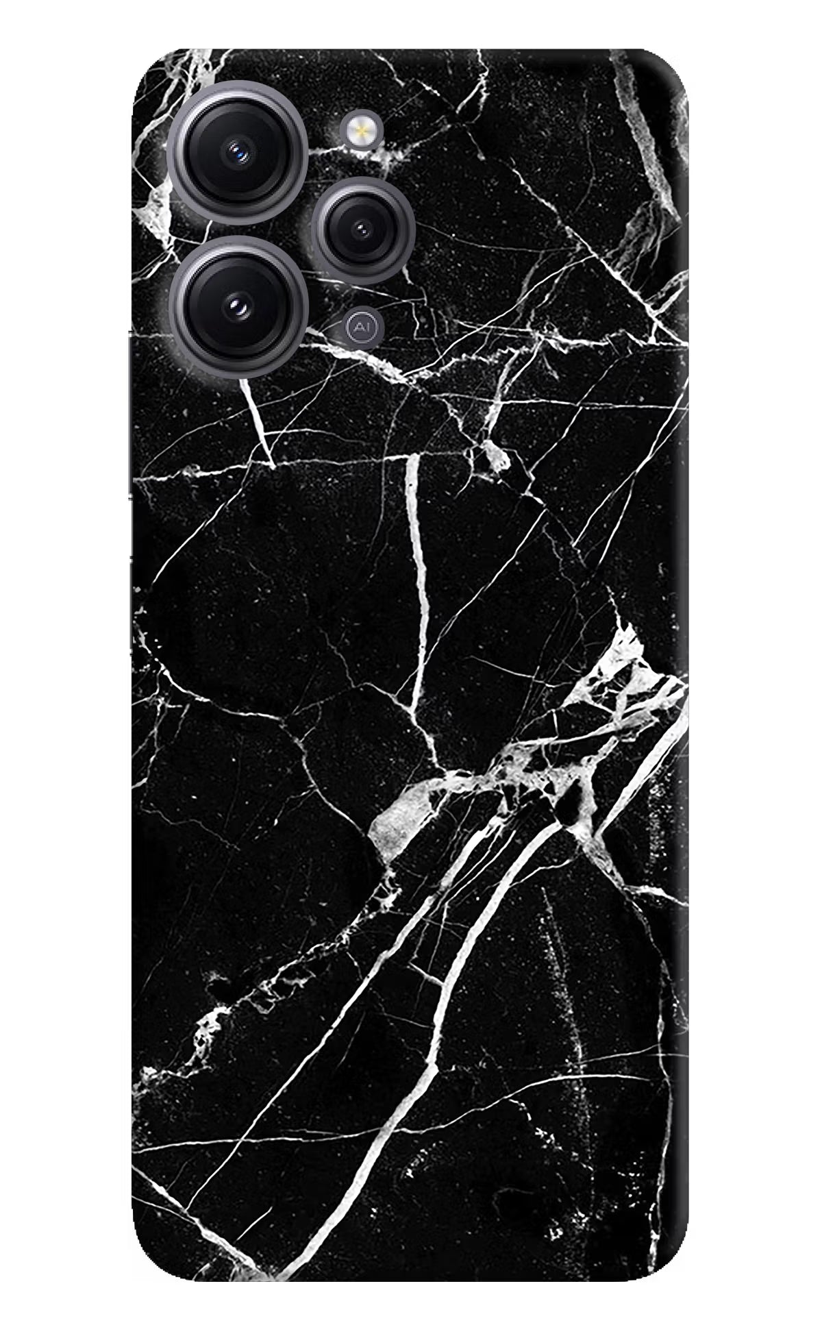 Black Marble Pattern Redmi 12 4G Hard Case Back Cover by Casekaro