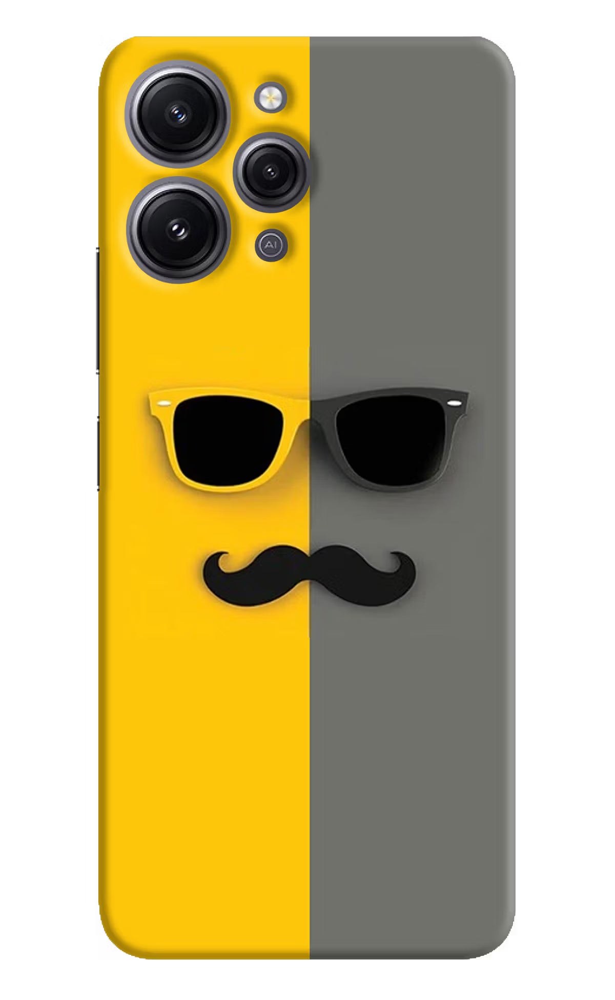 Sunglasses with Mustache Redmi 12 4G Hard Case Back Cover by Casekaro