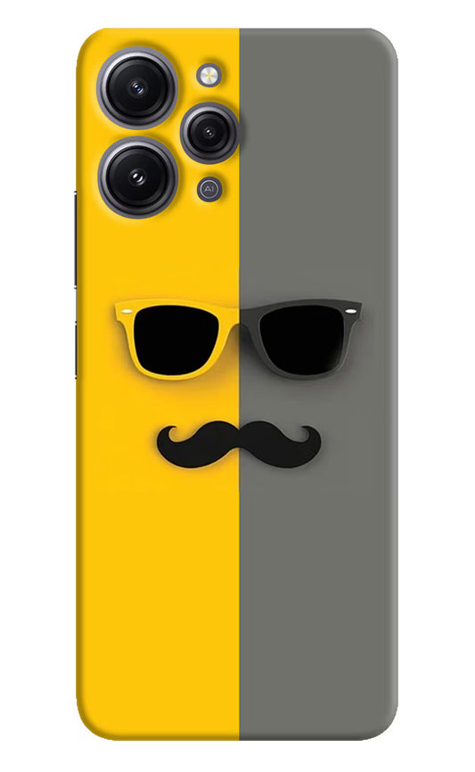 Sunglasses with Mustache Redmi 12 4G Hard Case Back Cover by Casekaro