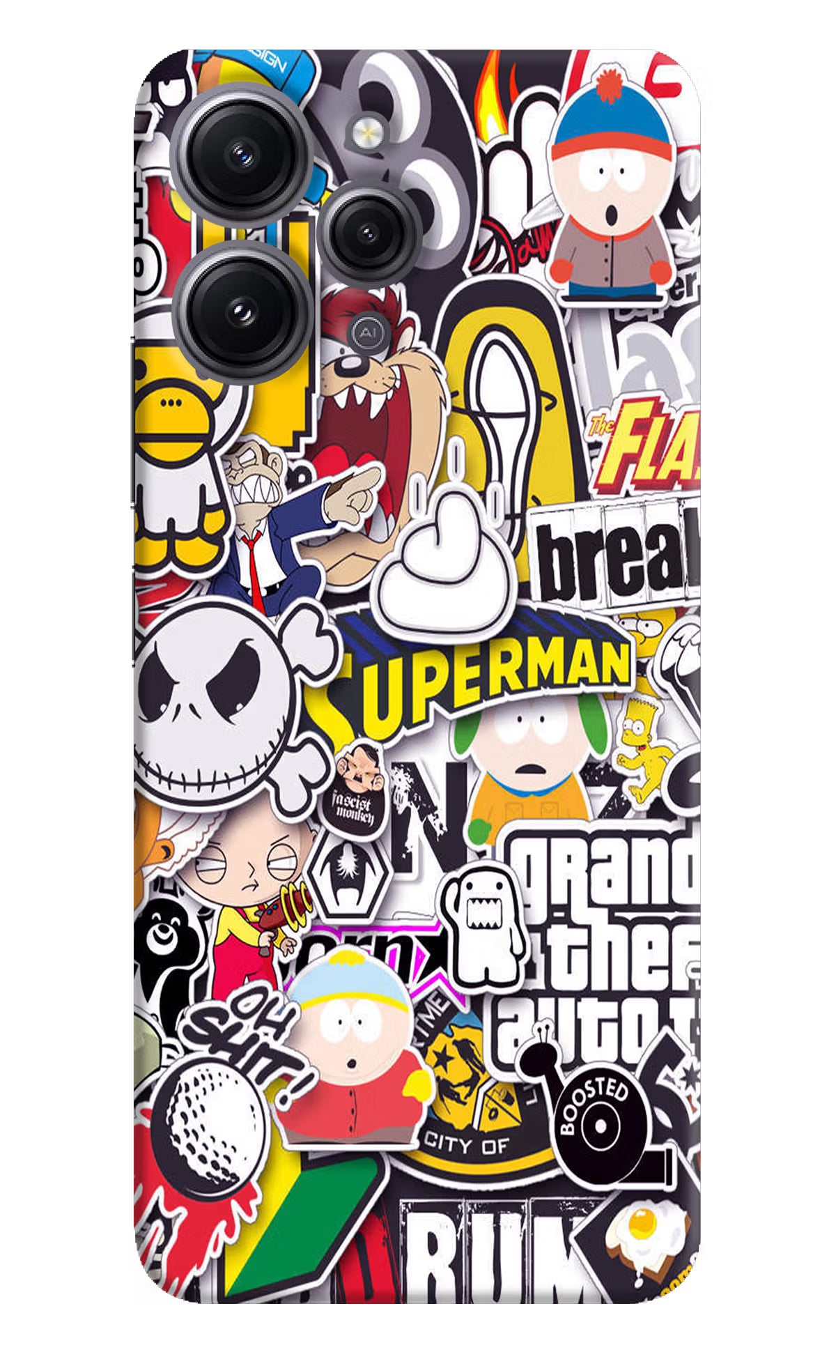 Sticker Bomb Redmi 12 4G Hard Case Back Cover by Casekaro